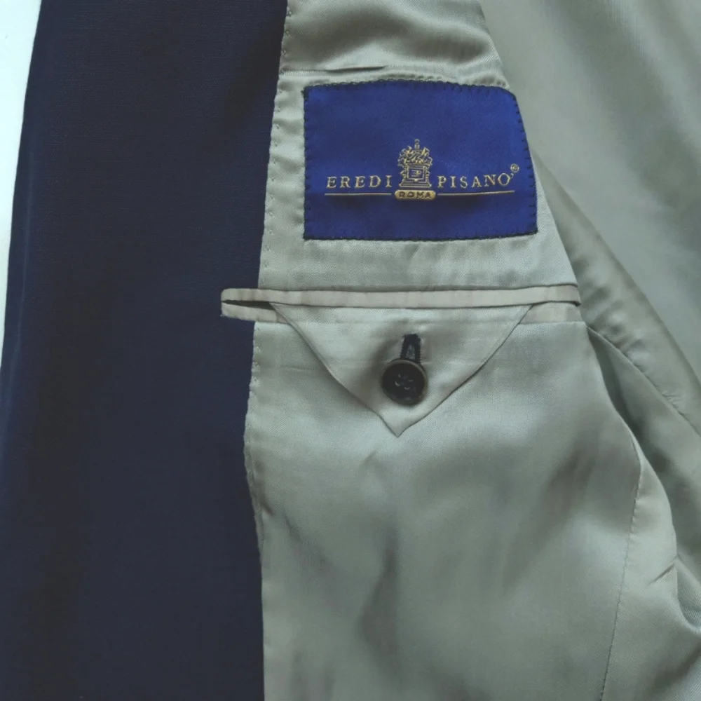 EREDI PISANO Lana Wool Navy Blue Loro Piana Fabric Jacket Blazer size IT 48